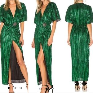 House of Harlow 1960 Green Pleated Maxi Dress | Size XS | NWT